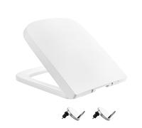 Square Toilet Seat Soft Close, Toilet Seats White with Quick Release and Adjustable Hinges for Easy Cleaning, Simple Top Fixing, Anti-Bacterial Toilet Lid Cover Rectangular Toilet Seats