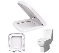 Square Toilet Seat, Soft Close Toilet Seats with Quick Release for Easy Clean, Ergonomic Design, Adjustable Hinges White Toilet Lid