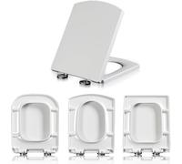 Square Toilet Seat Soft Close with Quick Release Top Fixing,PP Material,Elongated Toilet Lid Heavy Duty Loo Seat Cover, Easy to Install and Clean (Square-E)