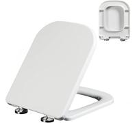 Square Toilet Seat, White Soft Close Toilet Cover, Stain-Resistant and Easy to Clean, Rectangle Toilet Lid Quick Release with 360° Adjustable Hinge