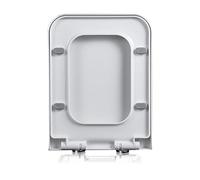 Square Toilet Seat with Slow-Close Design, Adjustable Hinges & Quick Removal Mechanism - White PP Quiet-Close Toilet Lid and Seat - Easy to Install and Clean - 04F, 47x36cm