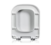 Square Toilet Seat with Slow Close Design, Quiet-Close Toilet Lid and Seat, Quick Install and Release, Easy to Clean, Adjustable Hinges, White, PP, 04C, 43.5x34cm