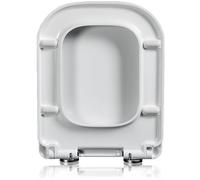 Square Toilet Seat with Soft Close, Quick Release for Easy Cleaning, Universal Toilet Lid for Square Shaped Toilet Pans, Top Fixing Easy Installation, PP White Rectangle Loo Seat (45x36cm)