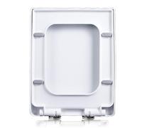 Square Toilet Seat with Soft Close Toilet Lid, Easy Clean Quick Release Top Fix Adjustable Hinges, White PP Heavy Toilet Seats,06B