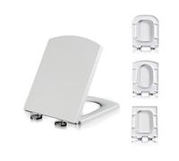 Square Toilet Seats Soft Close White,Toilet Lid with Quick Release Hinges,Never Loosen,Heavy Duty Close Stool Cover Easy Cleaning Bathroom Lid