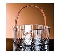 Square Transparent Acrylic Ice Buckets with Brown Leather Handle Home Wine Bucket Champagne Bucket Wine Cooler Bucket Portable Party Tubs for Drinks Chiller Bin for Beer Bottle Beverage Tub
