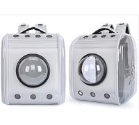 Square Transparent Space Cover Pet Backpack Breathable Transparent Bag Portable Bag Suitable for Dogs and Cats To Travel (Grey)