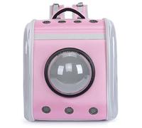 Square Transparent Space Cover Pet Backpack Breathable Transparent Bag Portable Bag Suitable for Dogs and Cats To Travel (Pink)