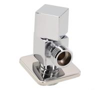 Square Triangle Angle Valve Male Thread G 1/2 Inch Chrome Plated Copper Stop Tap for Bathroom Toilet Bidet Washbasin Wall Mount Silver Black Gold(Silver)