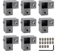 Square Tube Connector 25mm 3-Way, Aluminium Alloy Tee Joint for Pipe Framework Structure Building, Right Angle T-Connector