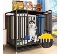 Square Tube Dog Cage Large and Medium-sized Dog Golden Retriever with Toilet Separated Household Suitable for Large and Medium-sized Pets (silver grizzle 125 * 95 * 110CM)