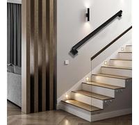 Square Tube Handrail for Stairs Modern Black Wrought Iron Railing for Indoor/Outdoor Use WallMounted Support Adjustable Length (30cm600cm) 200cm