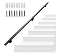 Square Tube il 1-6 Meters Black Forged Iron Stair Railing for Wall Mount Interior & Exterior Step Support Kit - Safety Solution
