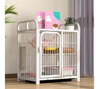 Square Tube Metal Cat Cage Removable Animal Playpen Cat House With Platform and ladder Large Enclosure with Doors Small Animals enclosure Large Exercise Place for Pet ( Color : White-A , Size : 63*45*