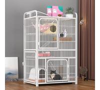 Square Tube Metal Cat Cage Removable Animal Playpen Cat House With Platform and ladder Large Enclosure with Doors Small Animals enclosure Large Exercise Place for Pet ( Color : White-B , Size : 86*61*