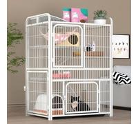 Square Tube Metal Cat Cage Removable Animal Playpen Cat House With Platform and ladder Large Enclosure with Doors Small Animals enclosure Large Exercise Place for Pet ( Color : White-C , Size : 78*54*