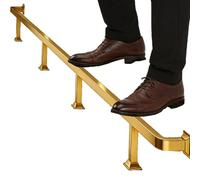 Square Tubing Bar Foot Rail 3.3 3.9 4.6 5.2 5.9 6.0 6.6 7.2 ft, Gold Undercounter Footrest Pole with Mount Hardware Heavy Duty, Outdoor Pub Foot Railing(7.7ft/235cm)
