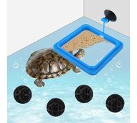 Square Turtle Feeding Ring, Fish Feeding Ring with Suction Cup Include 4pcs Nitrifying Balls Aquarium Floating Food Feeder Tank Accessories for Betta Fish, Tortoise, Goldfish, Guppy, Koi, Puffer