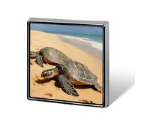 Square Turtles on The Beach Lapel Pin Metal Brooch Personalized Novelty Pin Cute Button Badge Safety Pin Fashion Jewelry Accessories Gift for Clothes Hat Backpack Bag