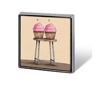 Square Two Cartoon Cupcakes Brooch Classic Mini Pin 0.7 Inch Aluminum Alloy Lapel Pin Personalized Button Badge for Backpack Hat Suit Jacket Clothing Decoration