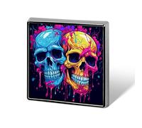Square Two Different Skulls Brooch Classic Mini Pin 0.7 Inch Aluminum Alloy Lapel Pin Personalized Button Badge for Backpack Hat Suit Jacket Clothing Decoration