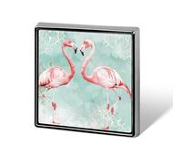 Square Two Peach Flamingos Brooch Classic Mini Pin 0.7 Inch Aluminum Alloy Lapel Pin Personalized Button Badge for Backpack Hat Suit Jacket Clothing Decoration