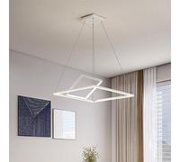 Square Two-Tier LED Chandelier Minimalist Hanging Linear Pendant Light Aluminium Lighting Decoration 3000K-6000K Dimmable Modern Droplight for Breakfast Bar Kitchen Island