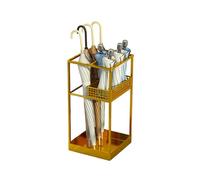 Square Umbrella Stand Rack with Drip Tray,with Folding Umbrella Storage Space for Entryway Office Living Room Hallway(Gold)