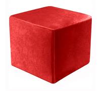 Square Velvet Ottoman Cover Small 40x40cm Elastic Pouf Slipcover for M60x60/70x70/Large L90x90cm Footrest Stool Cover Red Perfect for Sofas and Home Decor