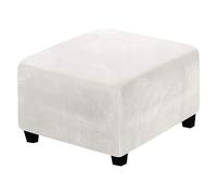 Square Velvet Ottoman Slipcovers Stretch Footstool Protector Folding Footrest Covers With Elastic Bottom Furniture Protector For Living Room-white-Square