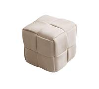 Square Velvet Upholstered Footrest Thick Soft Sponge Shoe Bench Non-Slip Side Ottoman for Bedroom Living Room Sofa Entryway (15x15x15in White)