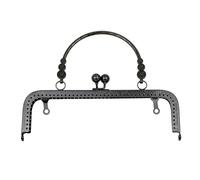 Square Vintage Embossing Metal Frame for Bags Clasp with Handles Bag Wrist Support Sew Hardware Accessories(Black)