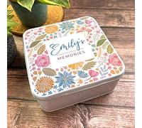 Square Vintage Style Flowers Storage Personalised Floral Memories Tin Personalised Gift | Custom Gift | Personalized Tin | Personalised Tins | Gift For Her | Gift For Him