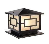 Square Vintage Wall Lantern/Column Light,Outdoor Waterproof Rustproo,Landscape Lighting,for Outdoor, Entrance,Home, Garden Lighting.Aluminum lampshade[Black] Requires 1 x 60W E27 Bulb