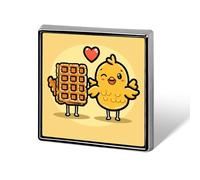 Square Waffles And Chicken Brooch Classic Mini Pin 0.7 Inch Aluminum Alloy Lapel Pin Personalized Button Badge for Backpack Hat Suit Jacket Clothing Decoration