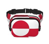 Square Waist Bag - Unique Greenland Flag Print, Large Capacity, Adjustable, for Travel and Outdoor Sport