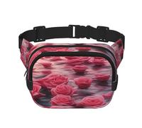 Square Waist Bag - Unique Roses by The sea Print, Large Capacity, Adjustable, for Travel and Outdoor Sport