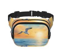 Square Waist Bag - Unique Seagulls by The sea Print, Large Capacity, Adjustable, for Travel and Outdoor Sport