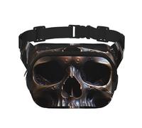Square Waist Bag - Unique Stylish Copper-Colored Skull Print, Lightweight and Breathable Travel Waist Pack