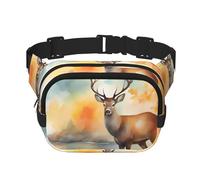 Square Waist Bag - Unique Stylish Deer by The River Print, Lightweight and Breathable Travel Waist Pack