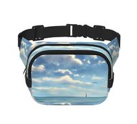 Square Waist Bag - Unique White Clouds Over The sea Print, Large Capacity, Adjustable, for Travel and Outdoor Sport