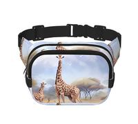 Square Waist Bag with Stylish African Savanna Giraffe Print â€“ Breathable Double Layer Design for Outdoor Sport and Travel