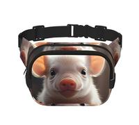 Square Waist Bag with Stylish Cute young pig Print â€“ Breathable Double Layer Design for Outdoor Sport and Travel