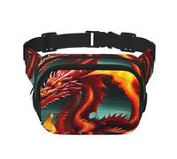 Square Waist Bag with Stylish Dragon King in Fire Print â€“ Breathable Double Layer Design for Outdoor Sport and Travel