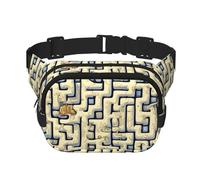 Square Waist Bag with Stylish Labyrinth Treasure Map Print â€“ Breathable Double Layer Design for Outdoor Sport and Travel