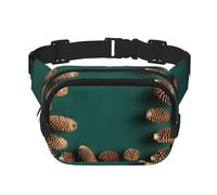 Square Waist Bag with Stylish Pine Cone Border Print â€“ Breathable Double Layer Design for Outdoor Sport and Travel