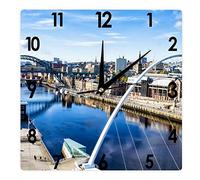 Square Wall Clock The Iconic Tyne Bridge Across The River Tyne Silent Non-Ticking Clock 12 Inch, Battery Operated Accurate Landscape/Cityscape Farmhouse/Home/Office Decor