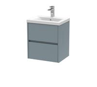 Square Wall Hung 2 Drawer Vanity Unit & Basin, 500mm Matt Coastal Grey Balterley Grey One Size