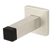 Square Wall Mounted Doorstop on Square Rose - Rubber Tip - 85mm - Satin Steel | Protective Door Buffer - Wall Protection Bumper - Internal Door Accessories