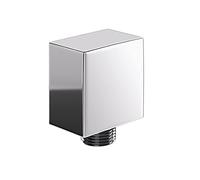 Bathroom Square Shower Hose Wall Outlet Elbow Modern Chrome Connector 1/2" BSP Nes Home Metallic Silver One Size